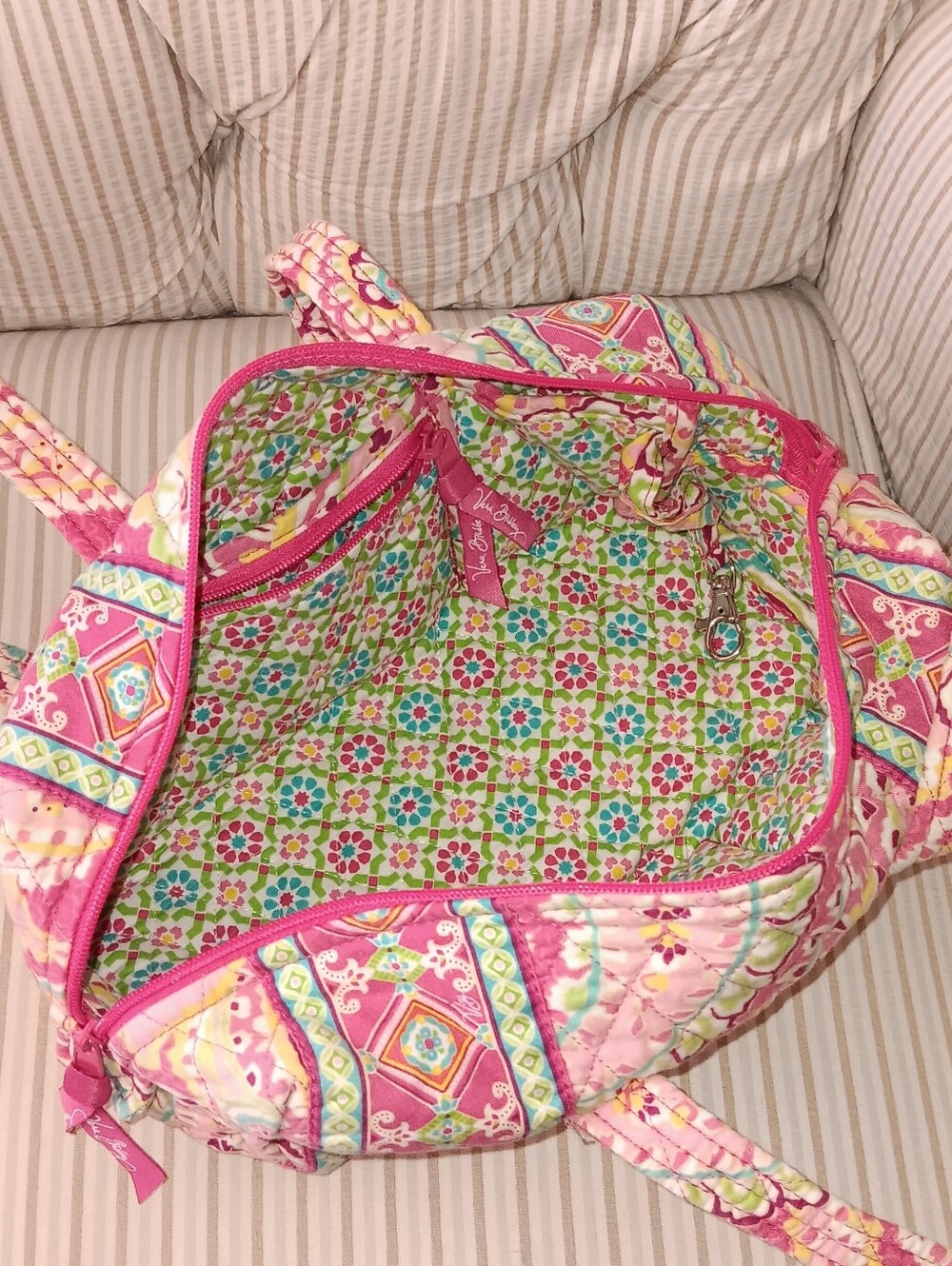 Quilted Floral Pink Capri Melon Shoulder Bag - Picture 2 of 10